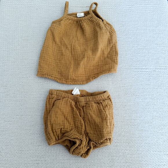H&M Brown Muslin Cotton Tank Top + Bloomer Outfit Set - 3 Months - Picture 8 of 9